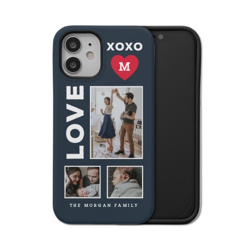 XOXO Heart Grid iPhone Case, Silicone Liner Case, Matte, iPhone 12 Mini, Red