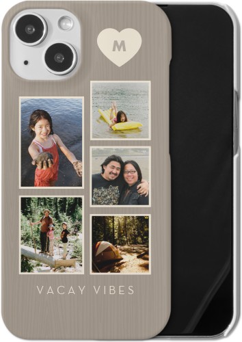 Corner Heart Initial iPhone Case, Slim Case, Matte, iPhone 13, Beige, antique white