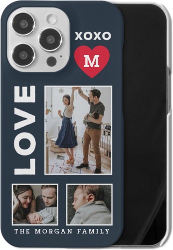 XOXO Heart Grid iPhone Case, Slim Case, Matte, iPhone 13 Pro, Red, fire engine