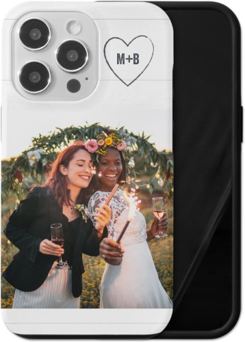 Together Initial Heart iPhone Case, Silicone Liner Case, Matte, iPhone 13 Pro, White, white