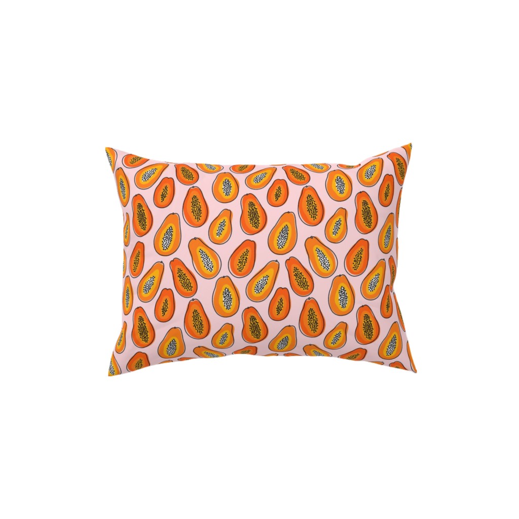 Abstract Papayas - Pink Pillow, Woven, White, 12x16, Double Sided, Pink, Bright Pink
