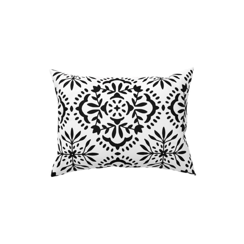 Southern At Heart - Black and White Pillow, Woven, White, 12x16, Double Sided, Black