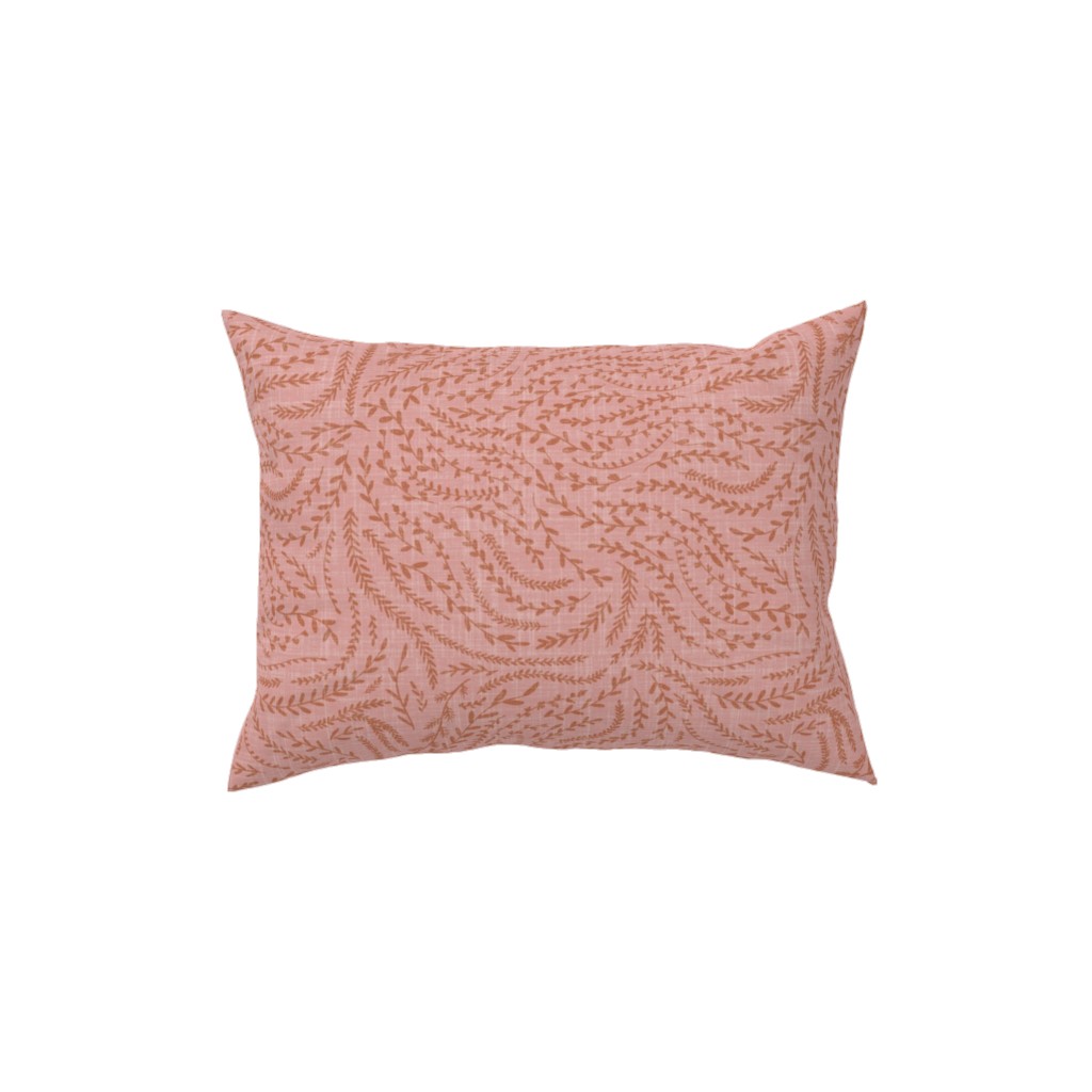 Notion - Fine Floral - Pink and Rust Pillow, Woven, White, 12x16, Double Sided, Pink