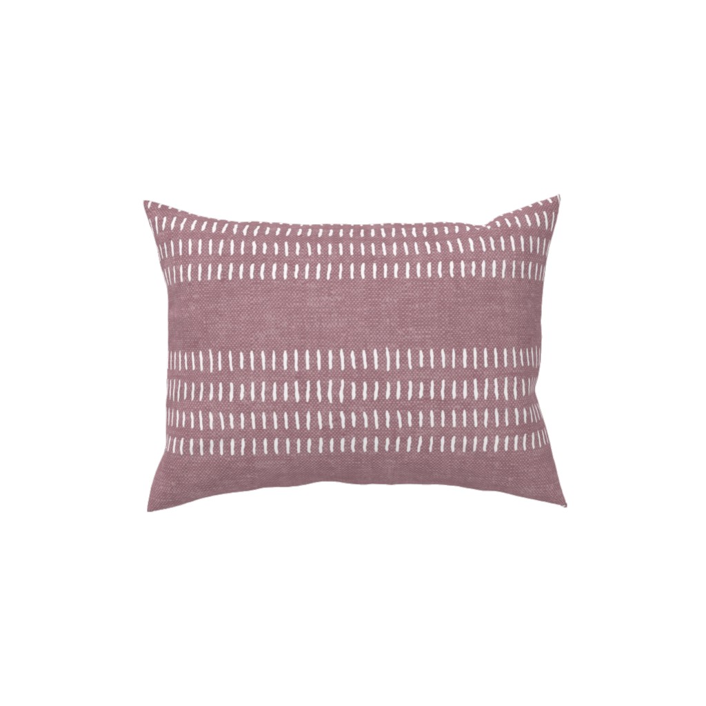 Farmhouse Stitch Stripes on Mauve Pillow, Woven, White, 12x16, Double Sided, Purple, Purple