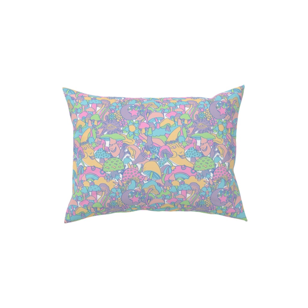 Magical Mushroom World - Pastel Pillow, Woven, White, 12x16, Double Sided, Multicolor
