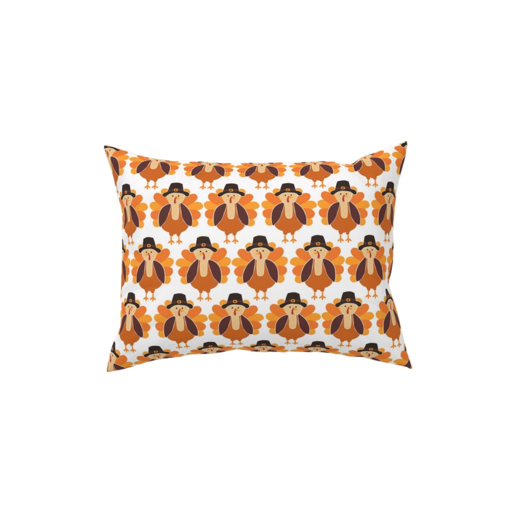 Turkey - White Pillow, Woven, White, 12x16, Double Sided, Orange