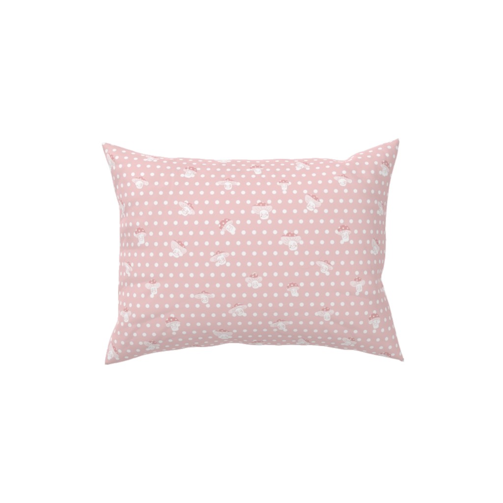 Mushroom and Dots - Pink Pillow, Woven, White, 12x16, Double Sided, Pink, Bright Pink