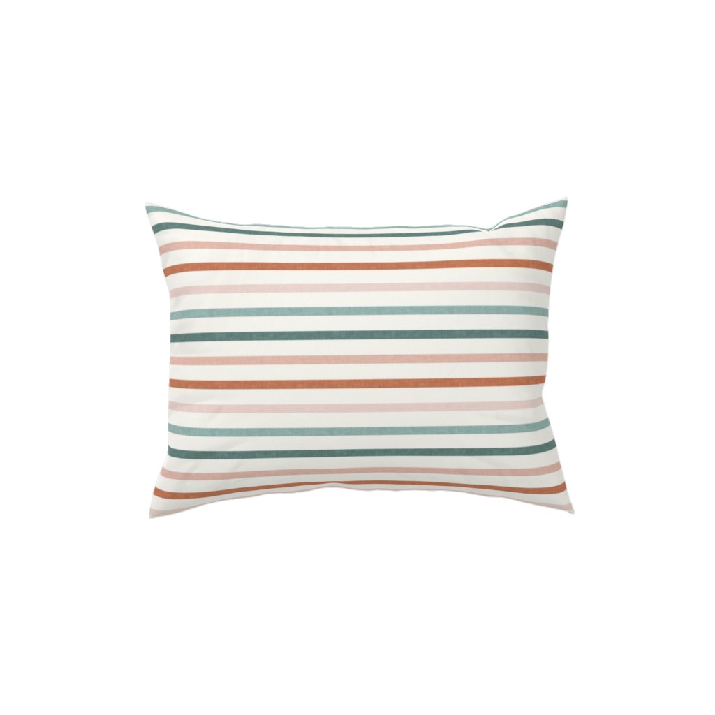 Skinny Stripes - Terracotta & Blue Sunset Pillow, Woven, White, 12x16, Double Sided, Multicolor