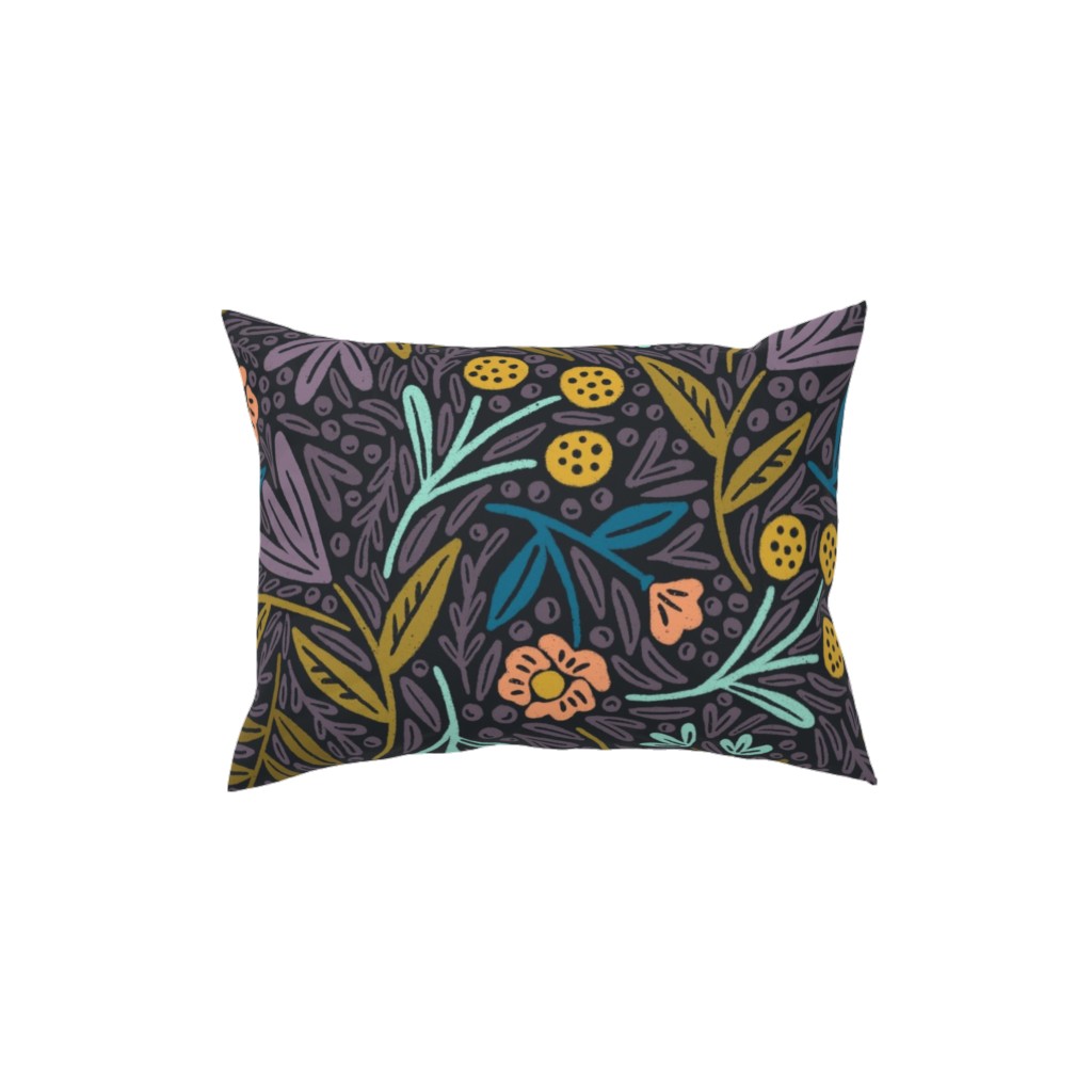 Lorelei Floral - Purple Pillow, Woven, White, 12x16, Double Sided, Purple