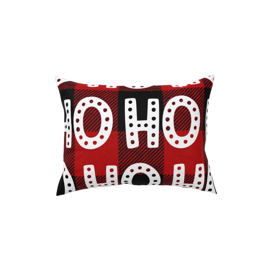 Buffalo Plaid Ho Ho Ho - Red and Black Pillow, Woven, White, 12x16, Double Sided, Red, Red