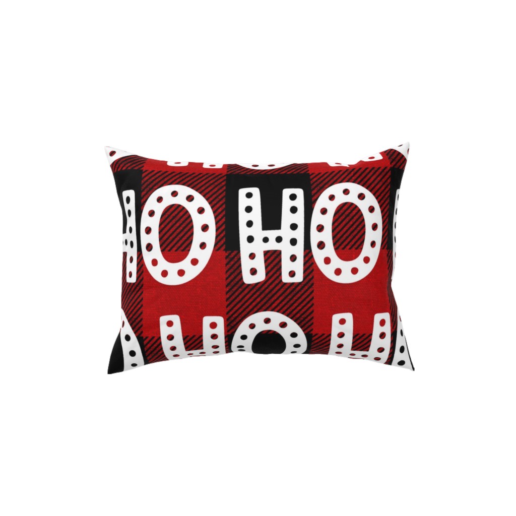 Buffalo Plaid Ho Ho Ho - Red and Black Pillow, Woven, White, 12x16, Double Sided, Red