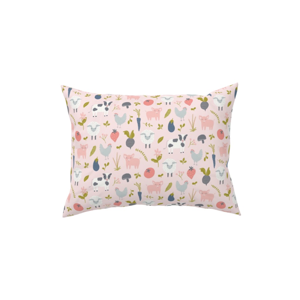 Farm Life - Pink Pillow, Woven, White, 12x16, Double Sided, Pink, Bright Pink