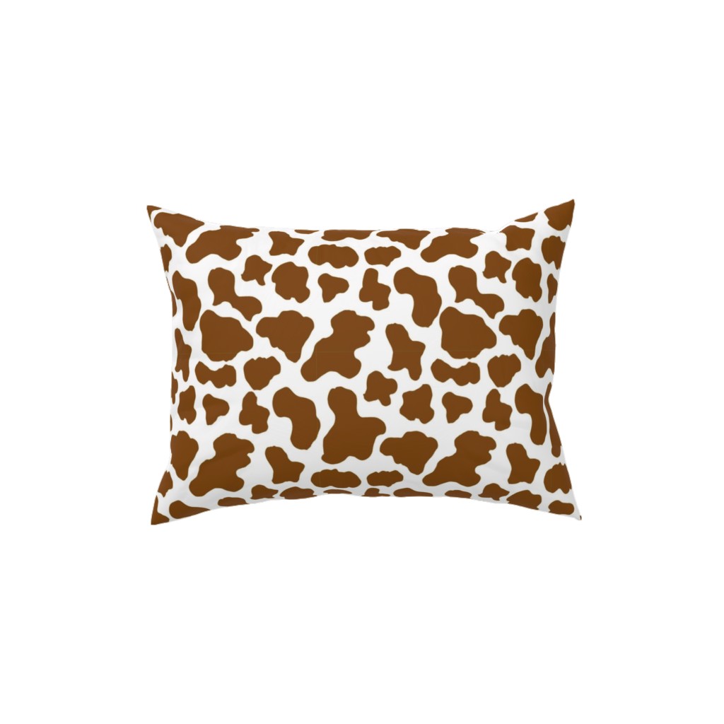 Cow Print Pillow, Woven, White, 12x16, Double Sided, Brown, Deep Chocolate