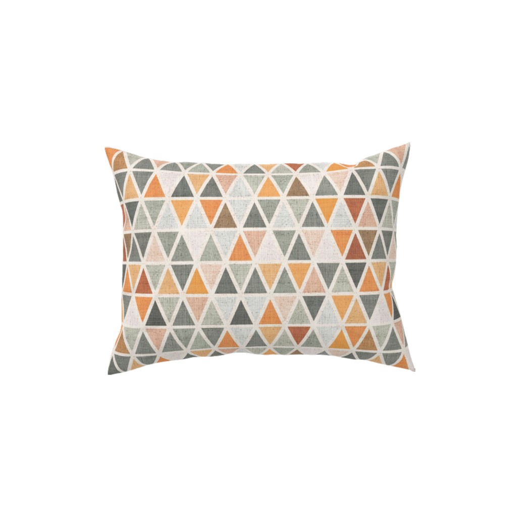 Triangles - Grey and Orange Pillow, Woven, White, 12x16, Double Sided, Multicolor