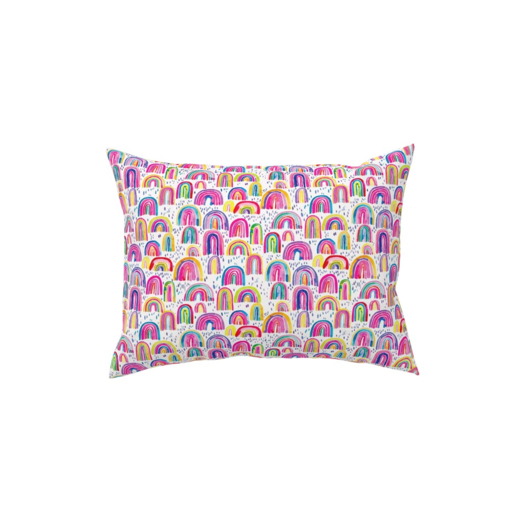 Rainbows Watercolor - Multi Pillow, Woven, White, 12x16, Double Sided, Multicolor