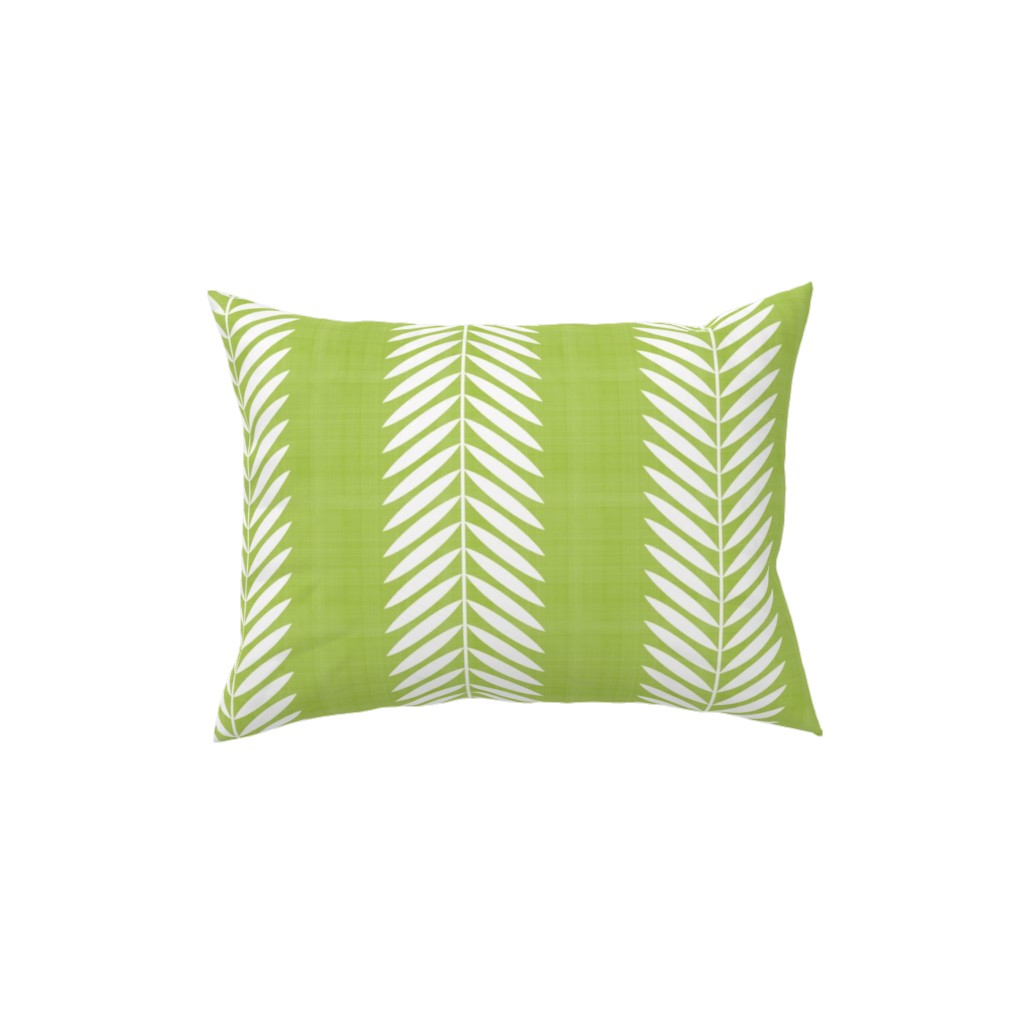 Laurel Leaf Stripe Pillow, Woven, White, 12x16, Double Sided, Green