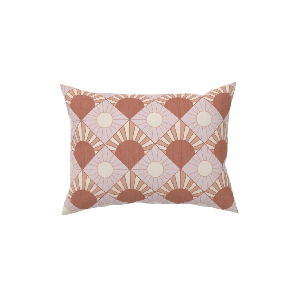 Mid Century Geometric Sun - Pink Pillow, Woven, White, 12x16, Double Sided, Pink