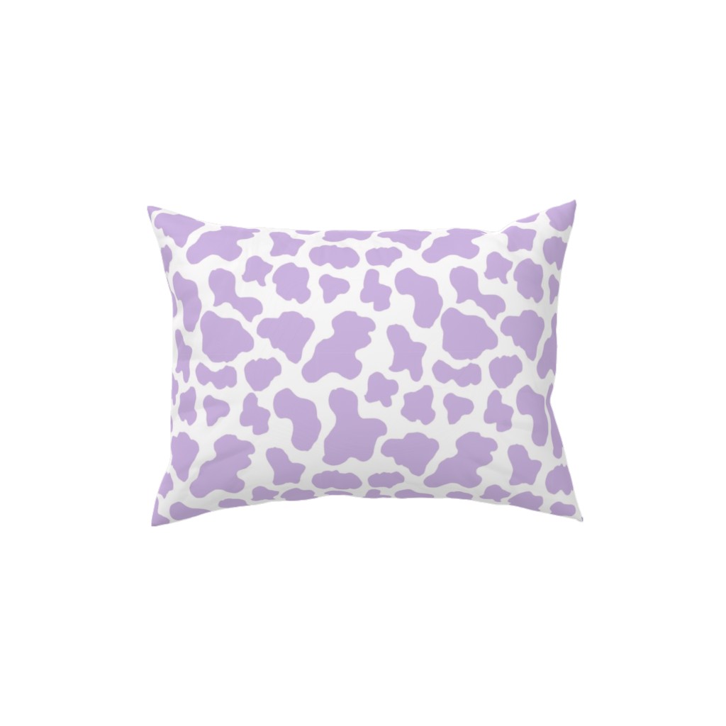 Cow Print Pillow, Woven, White, 12x16, Double Sided, Purple, Violet