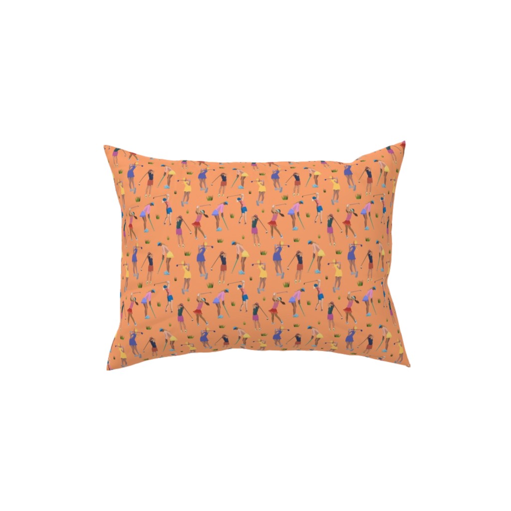 Golf Girls Pillow, Woven, White, 12x16, Double Sided, Orange