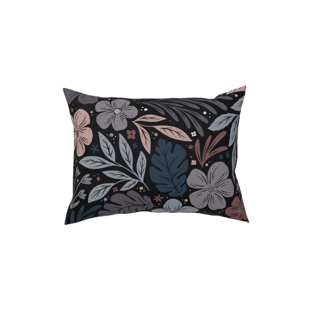 Dark and Moody Floral Pillow, Woven, White, 12x16, Double Sided, Multicolor