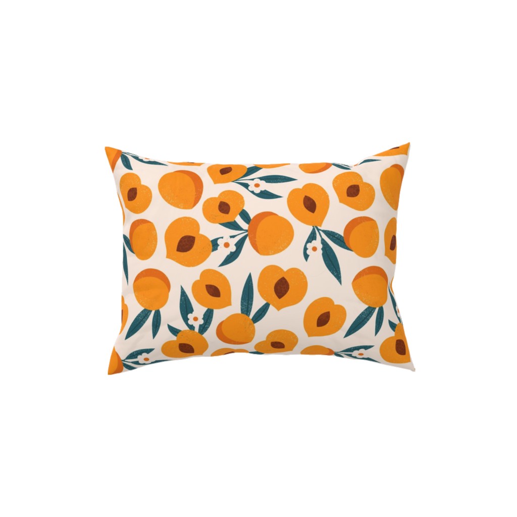 Summer Peches - Orange Pillow, Woven, White, 12x16, Double Sided, Orange