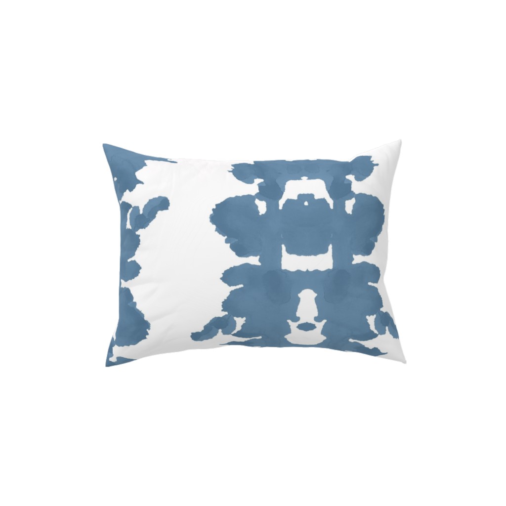 Double Inkblot - Blue Pillow, Woven, White, 12x16, Double Sided, Blue