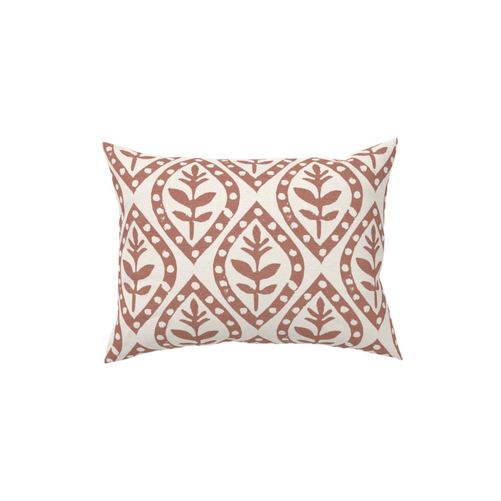 Molly's Print - Terracotta Pillow, Woven, White, 12x16, Double Sided, Brown, Brown