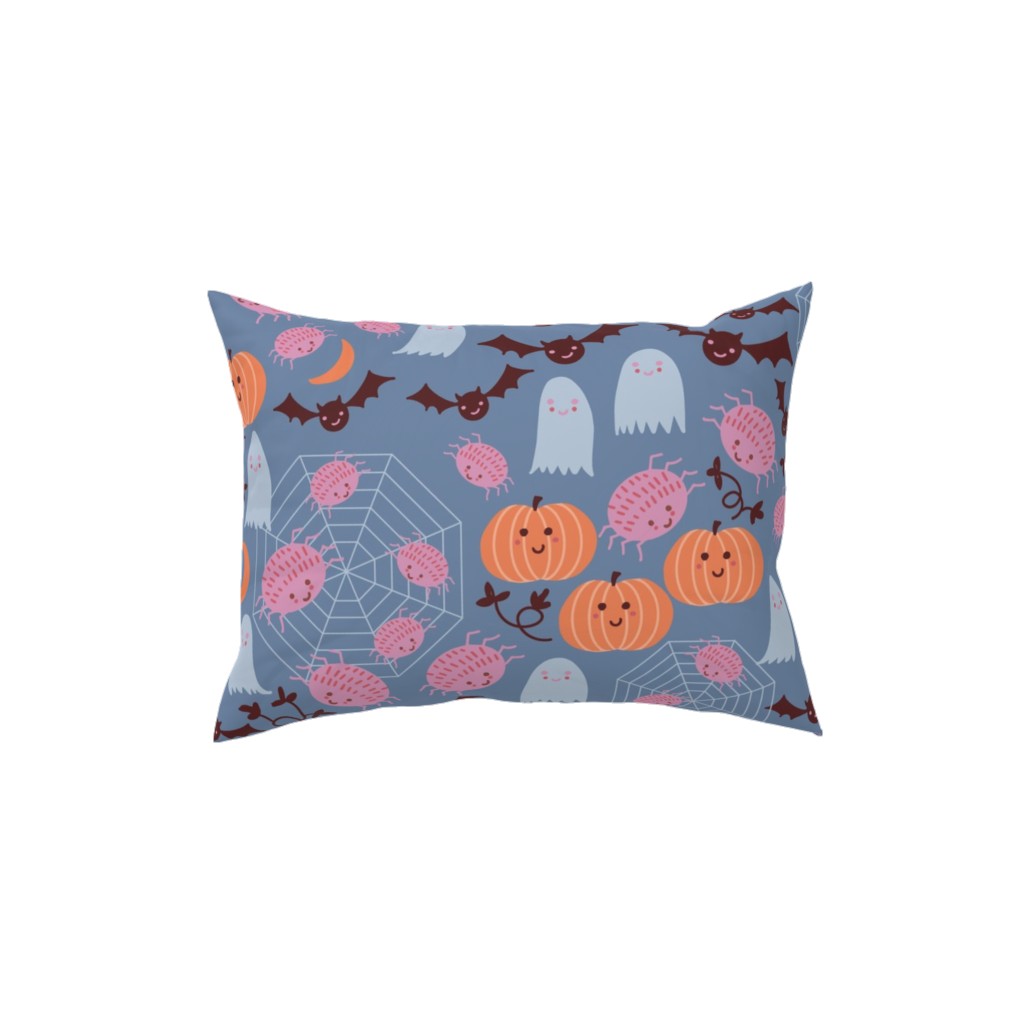 Cute Halloween - Blue and Orange Pillow, Woven, White, 12x16, Double Sided, Multicolor