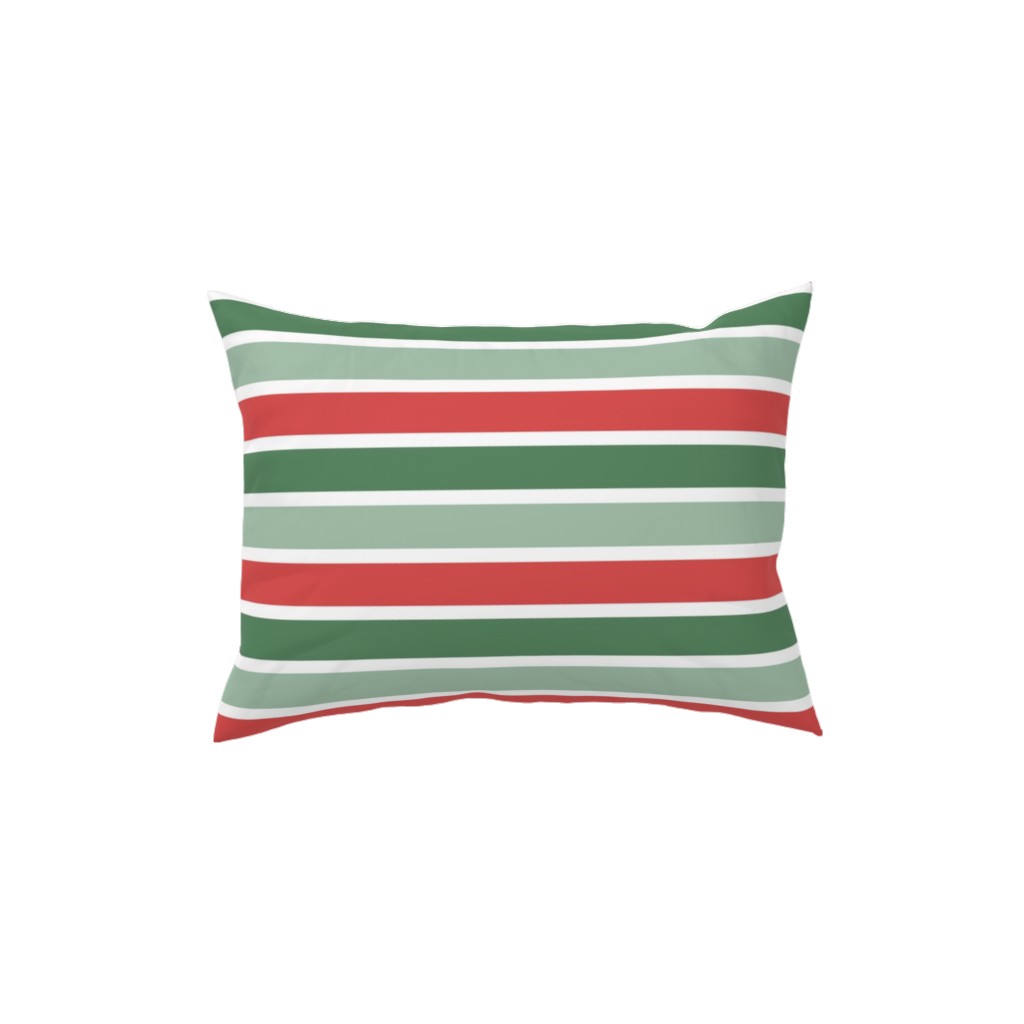 Christmas Cozy Stripe - Red and Green Pillow, Woven, White, 12x16, Double Sided, Multicolor