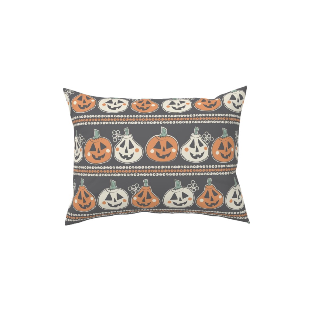 Happy Pumpkins - Multi Pillow, Woven, White, 12x16, Double Sided, Multicolor