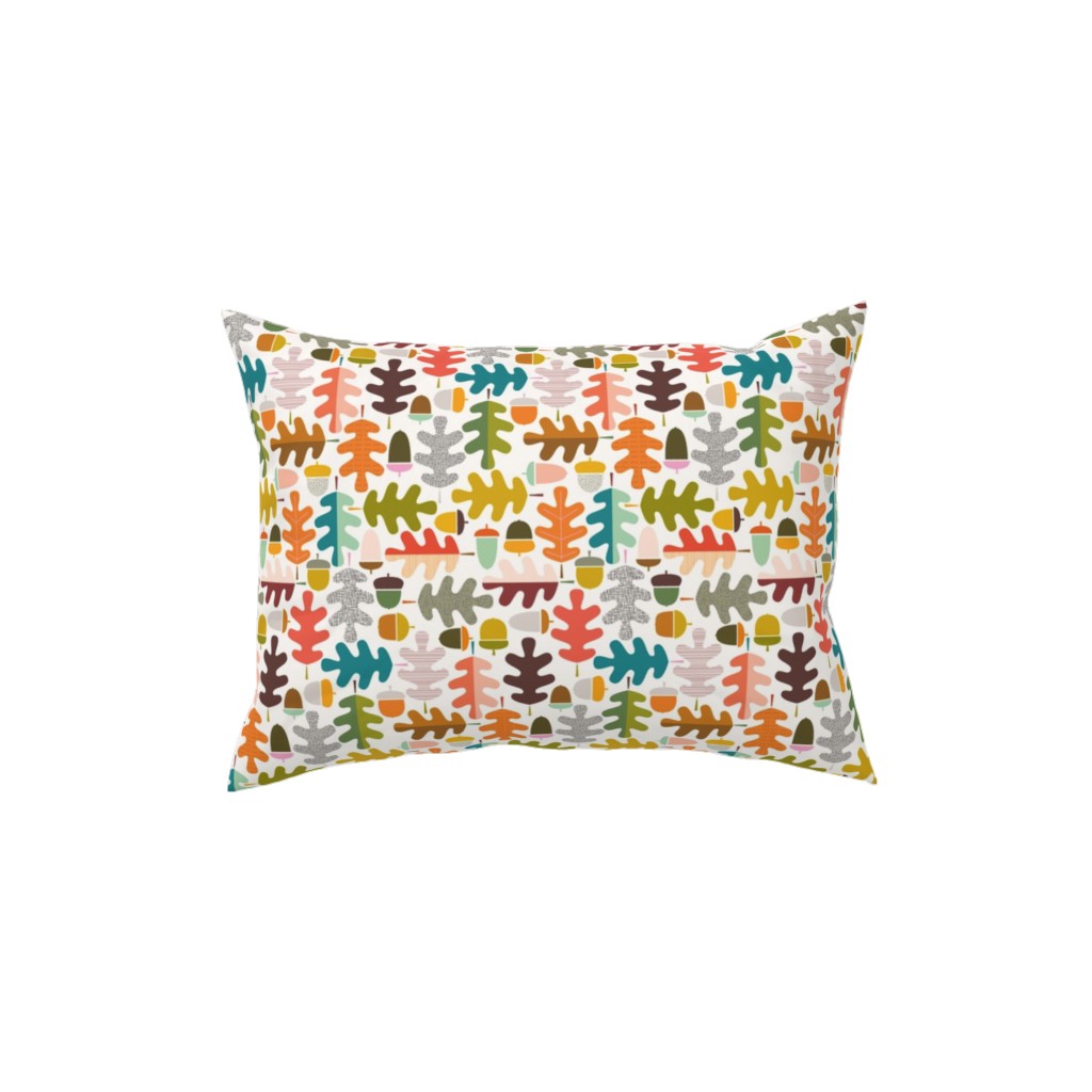 Autumn Oak Tree - Multi on White Pillow, Woven, White, 12x16, Double Sided, Multicolor