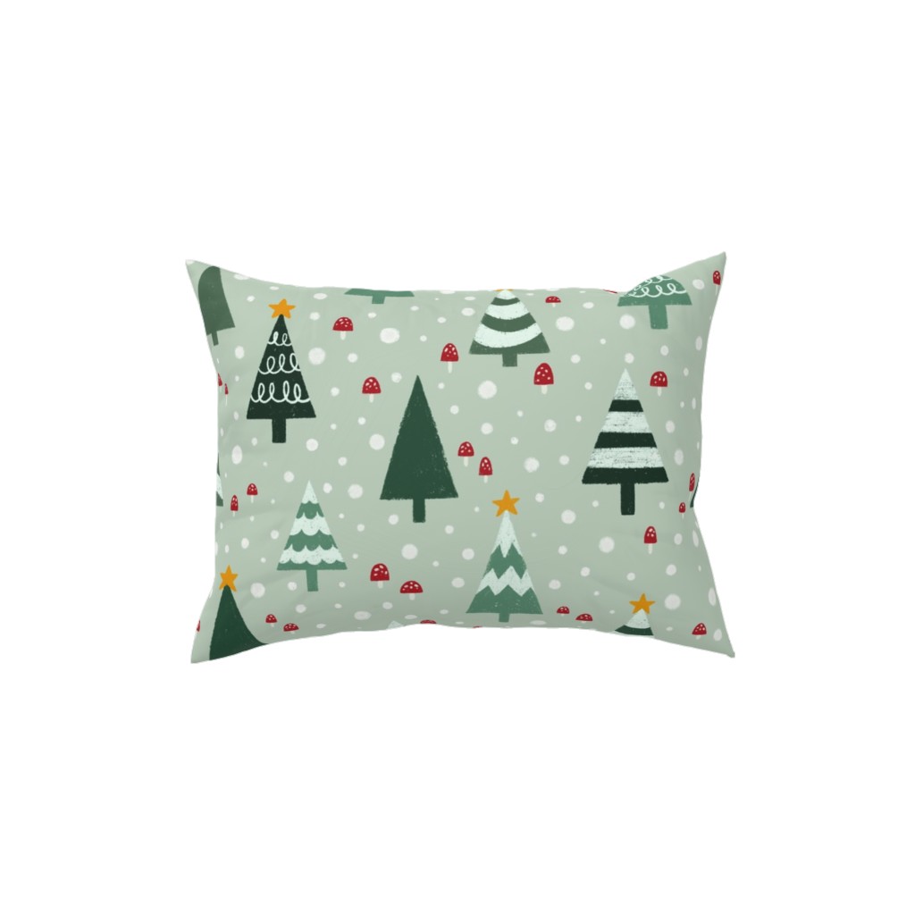 Christmas Forest - Green Pillow, Woven, White, 12x16, Double Sided, Green, Classic Green