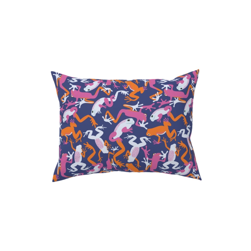 All the Frogs Pillow, Woven, White, 12x16, Double Sided, Multicolor, Berry Delight