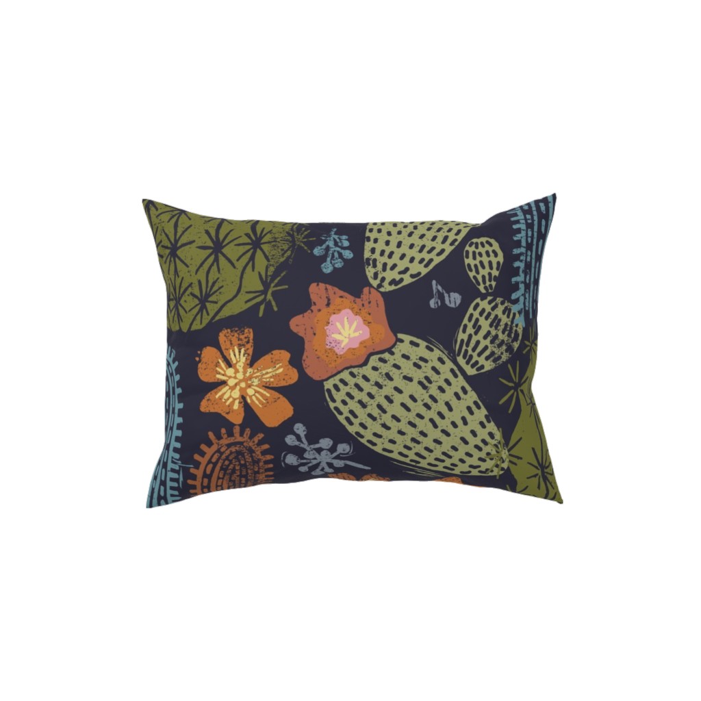 Cactus Garden - Dark Pillow, Woven, White, 12x16, Double Sided, Green, Classic Green