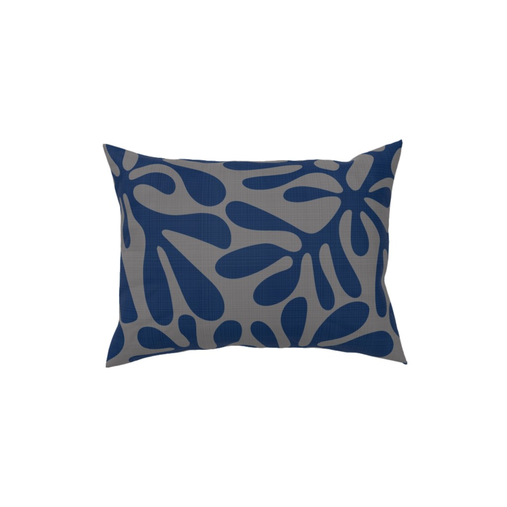 Block Print Texture Pillow, Woven, White, 12x16, Double Sided, Blue, Baltic