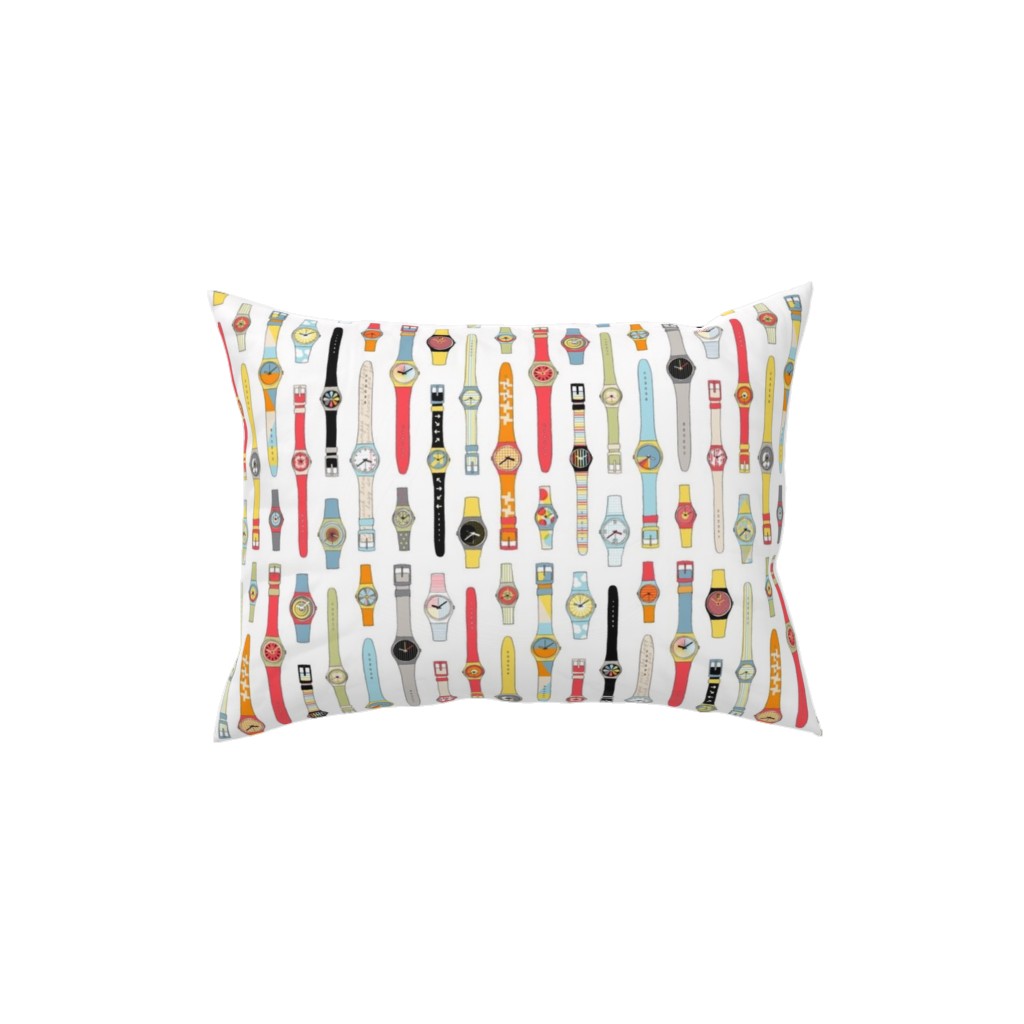 Fashion Watches - Multicolor Pillow, Woven, White, 12x16, Double Sided, Multicolor