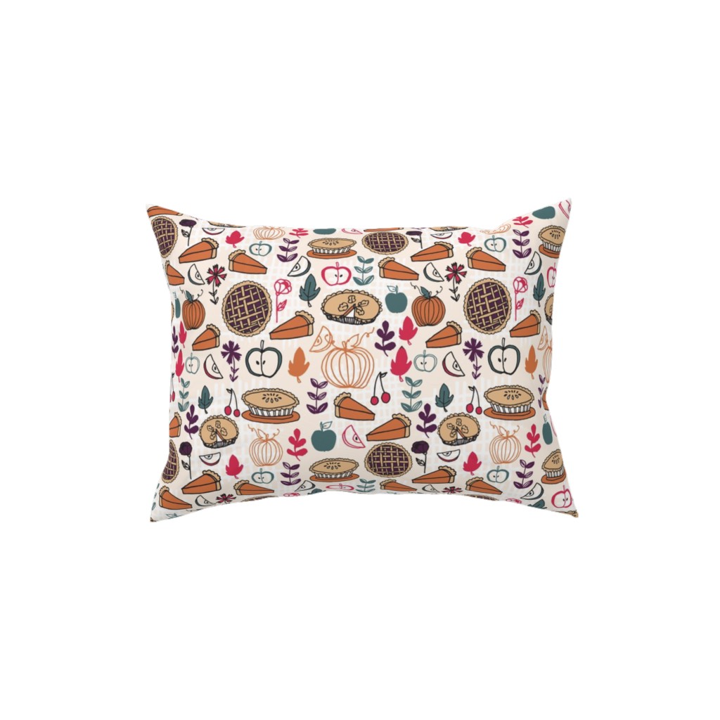 Thanksgiving Apple and Pumpkin Pies Pillow, Woven, White, 12x16, Double Sided, Multicolor
