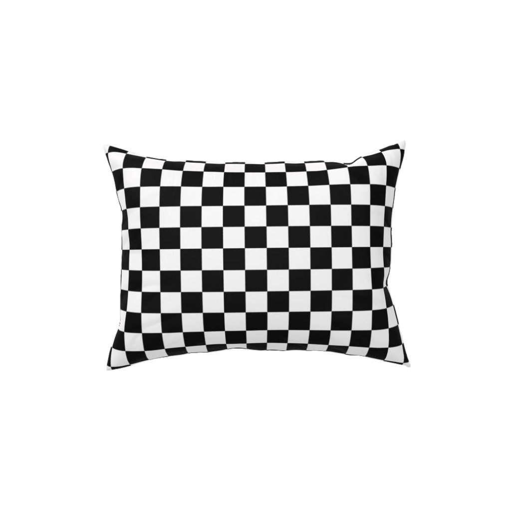 Checker - Black and White Pillow, Woven, White, 12x16, Double Sided, Black