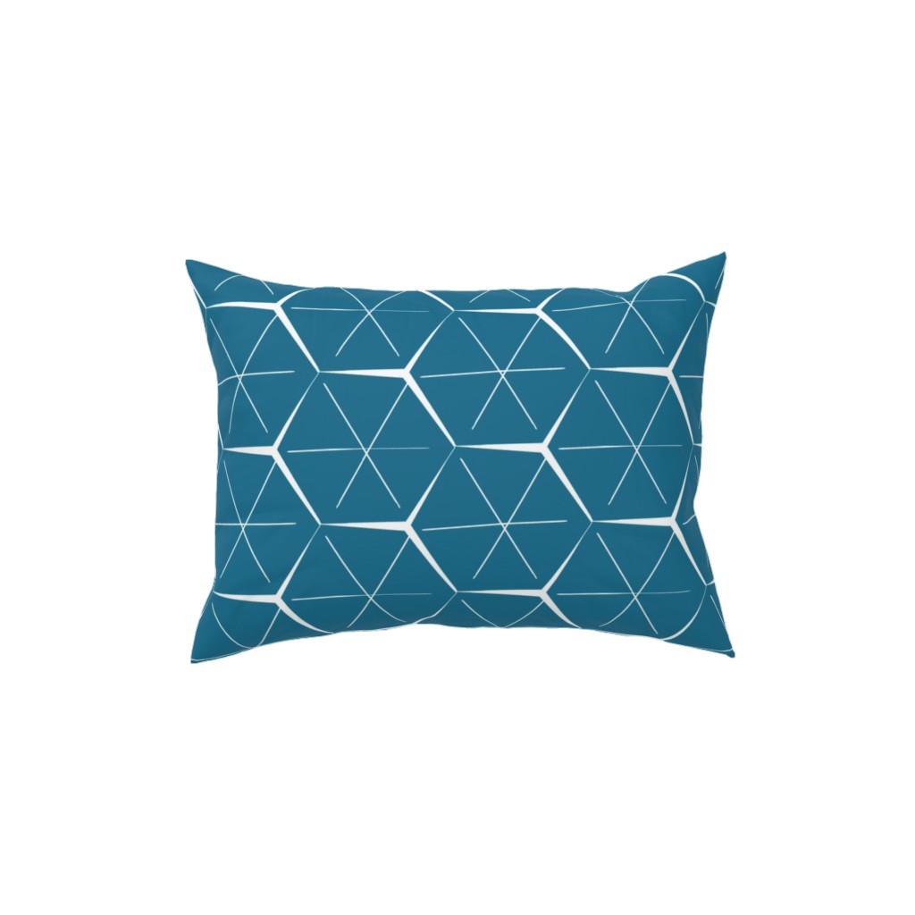 Hexagons - Blue Pillow, Woven, White, 12x16, Double Sided, Blue