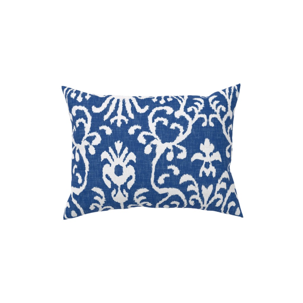Lucette Ikat - Navy Pillow, Woven, White, 12x16, Double Sided, Blue