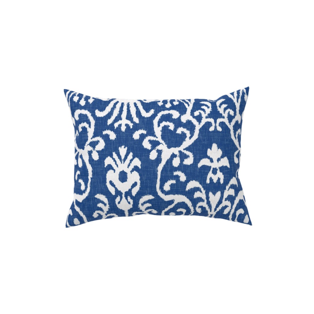 Lucette Ikat - Navy Pillow, Woven, White, 12x16, Double Sided, Blue, True Blue