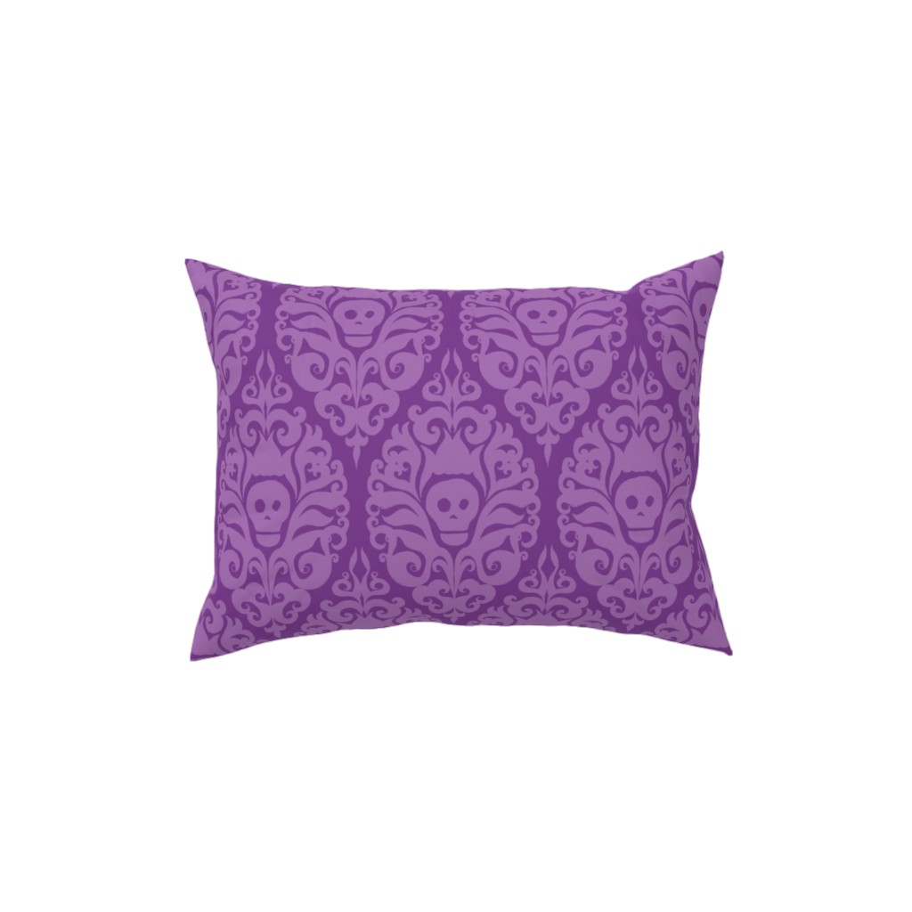 Spooky Damask - Purple Pillow, Woven, White, 12x16, Double Sided, Purple