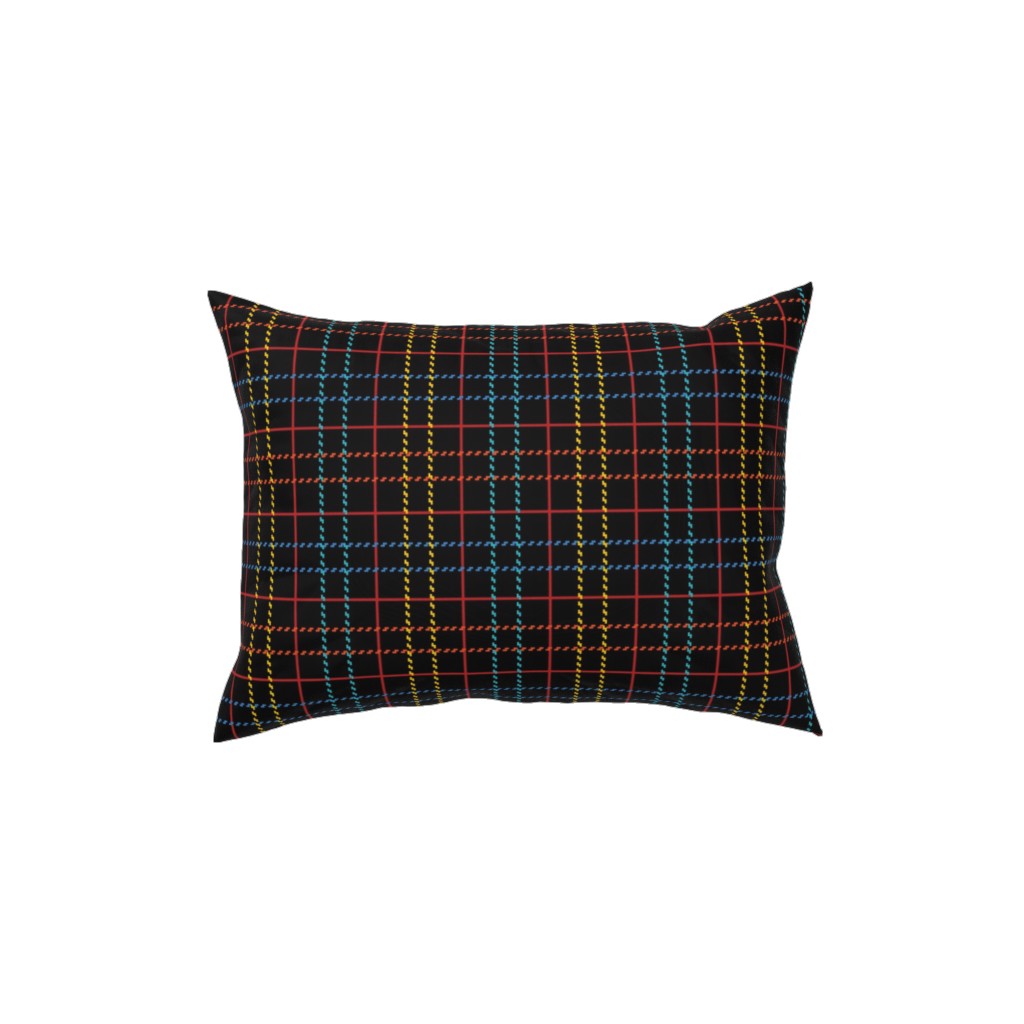 Grid Plaid - Dark Multi Pillow, Woven, White, 12x16, Double Sided, Black, Black