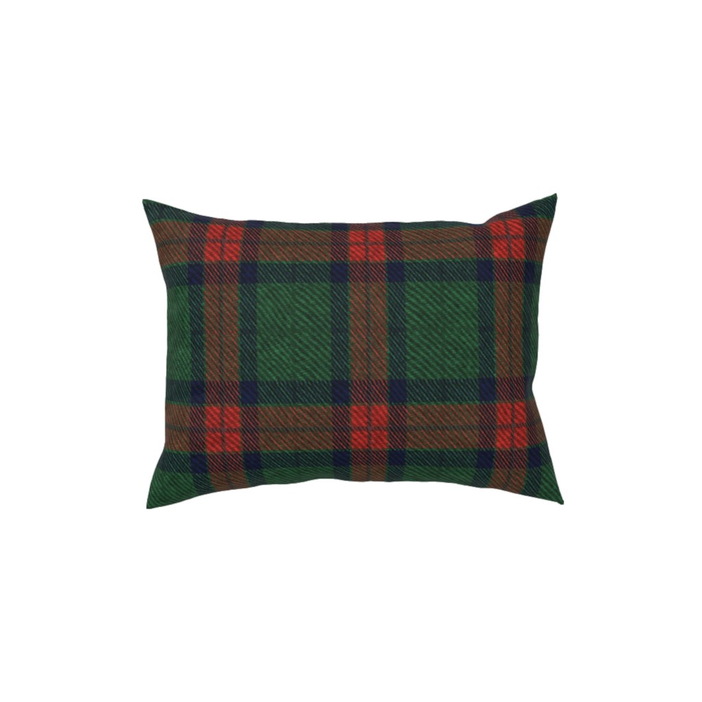 Holiday Tartan Pillow, Woven, White, 12x16, Double Sided, Green, Classic Green