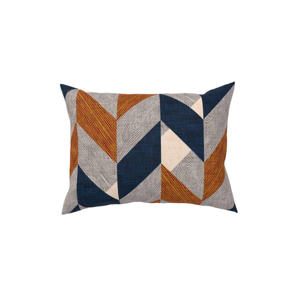 Parquetry - Neutral Pillow, Woven, White, 12x16, Double Sided, Orange