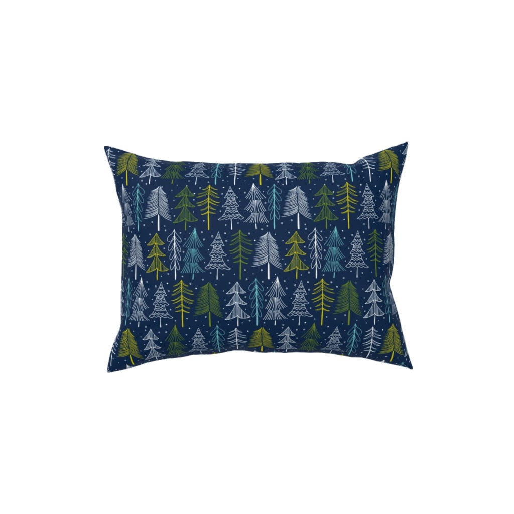 Oh' Christmas Tree Pillow, Woven, White, 12x16, Double Sided, Blue