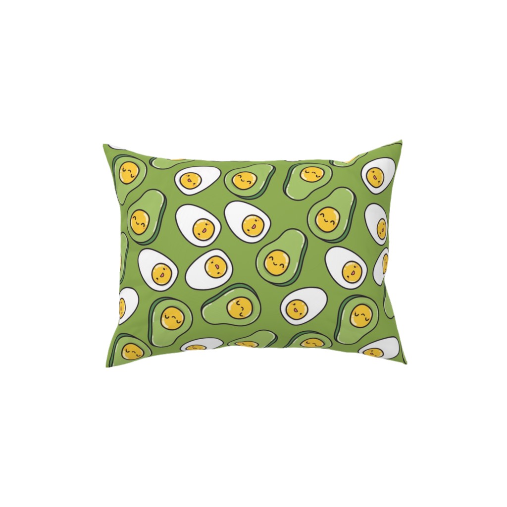 Cute Egg and Avocado - Green Pillow, Woven, White, 12x16, Double Sided, Green