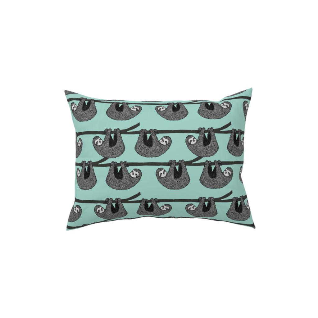 Sloth - Mint Pillow, Woven, White, 12x16, Double Sided, Green, Classic Green