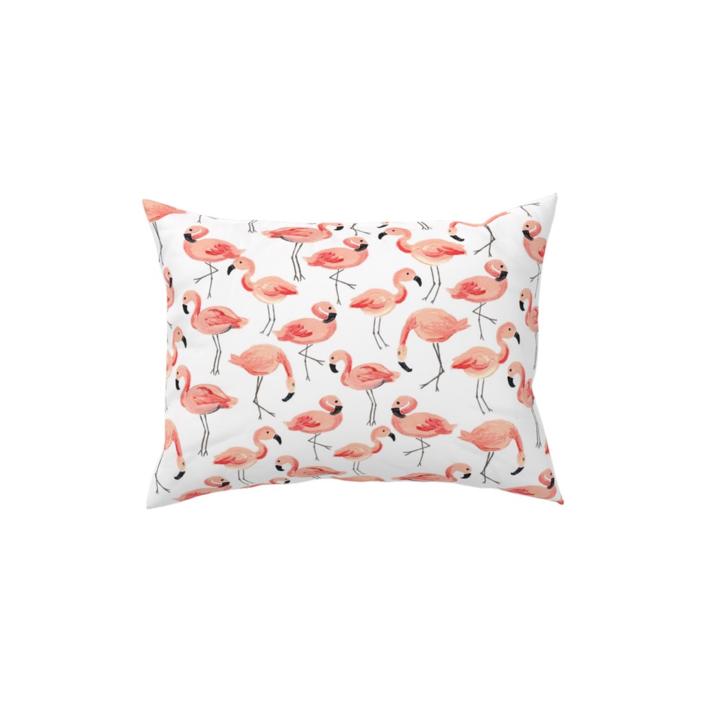 Flamingo Party - Pink Pillow, Woven, White, 12x16, Double Sided, Pink, Bright Pink