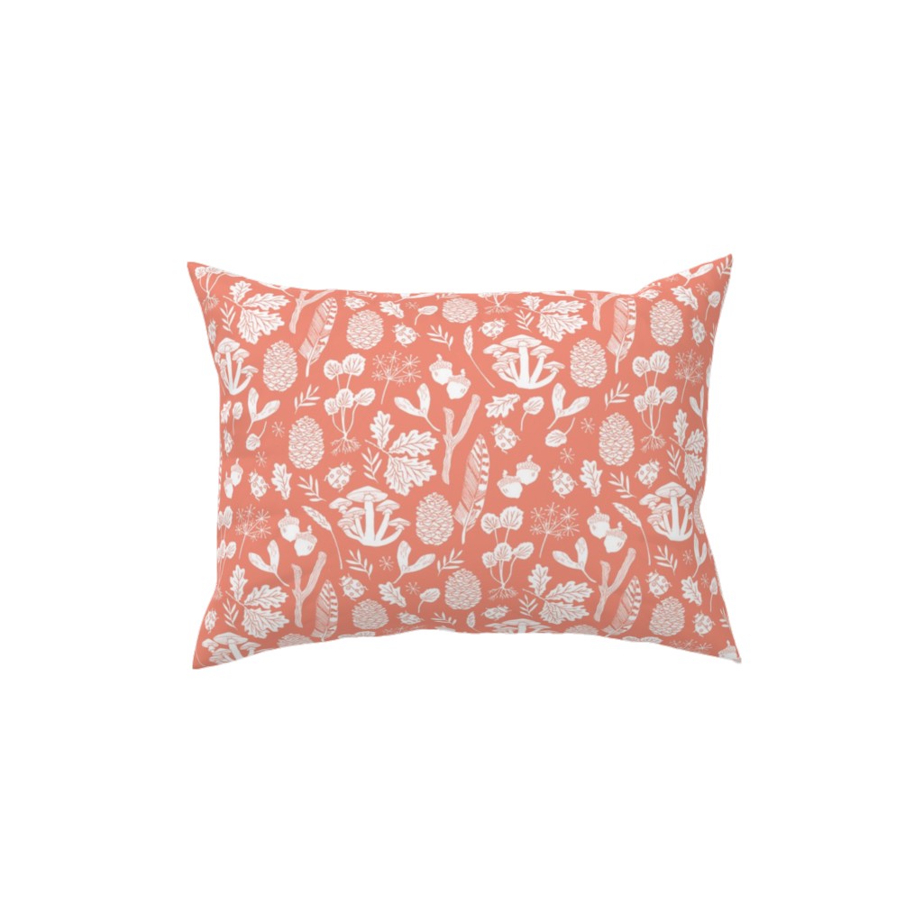Nature Walk Block Print - Pink Pillow, Woven, White, 12x16, Double Sided, Pink, Bright Pink